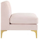 Tufted Sofa Middle Chair, Velvet, Pink, Modern, Living Lounge Hotel Hospitality