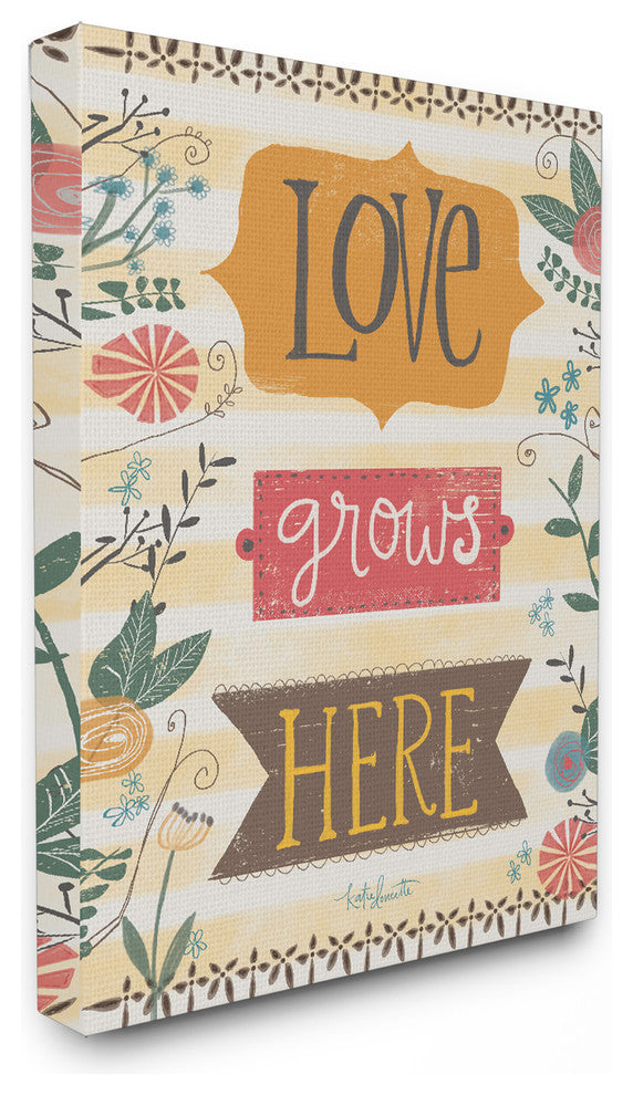"Love Grows Here Autumn Colors" Stretched Canvas Wall Art