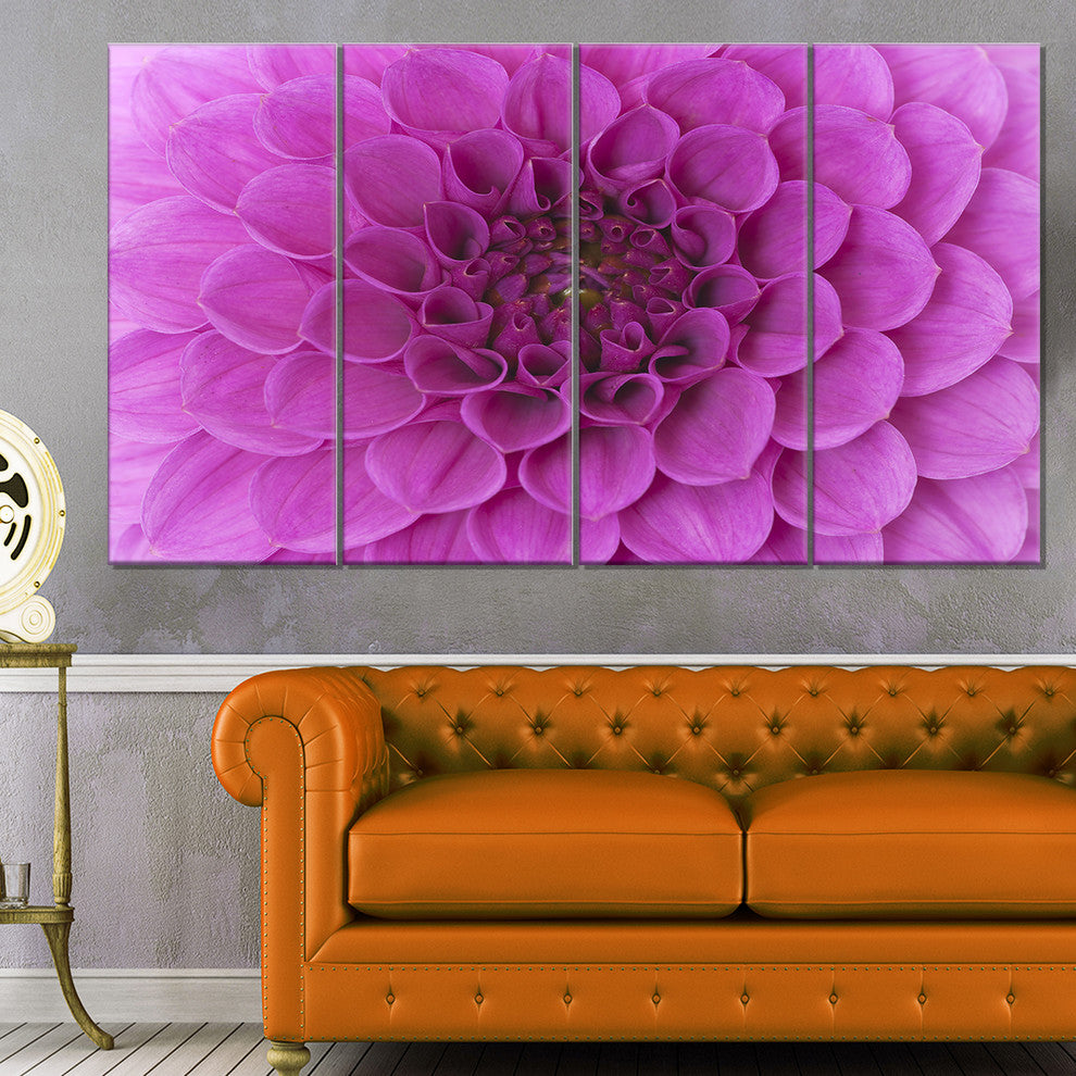 Large Purple Flower and Petals, Floral Canvas Art Print, 48"x28", 4 Panels