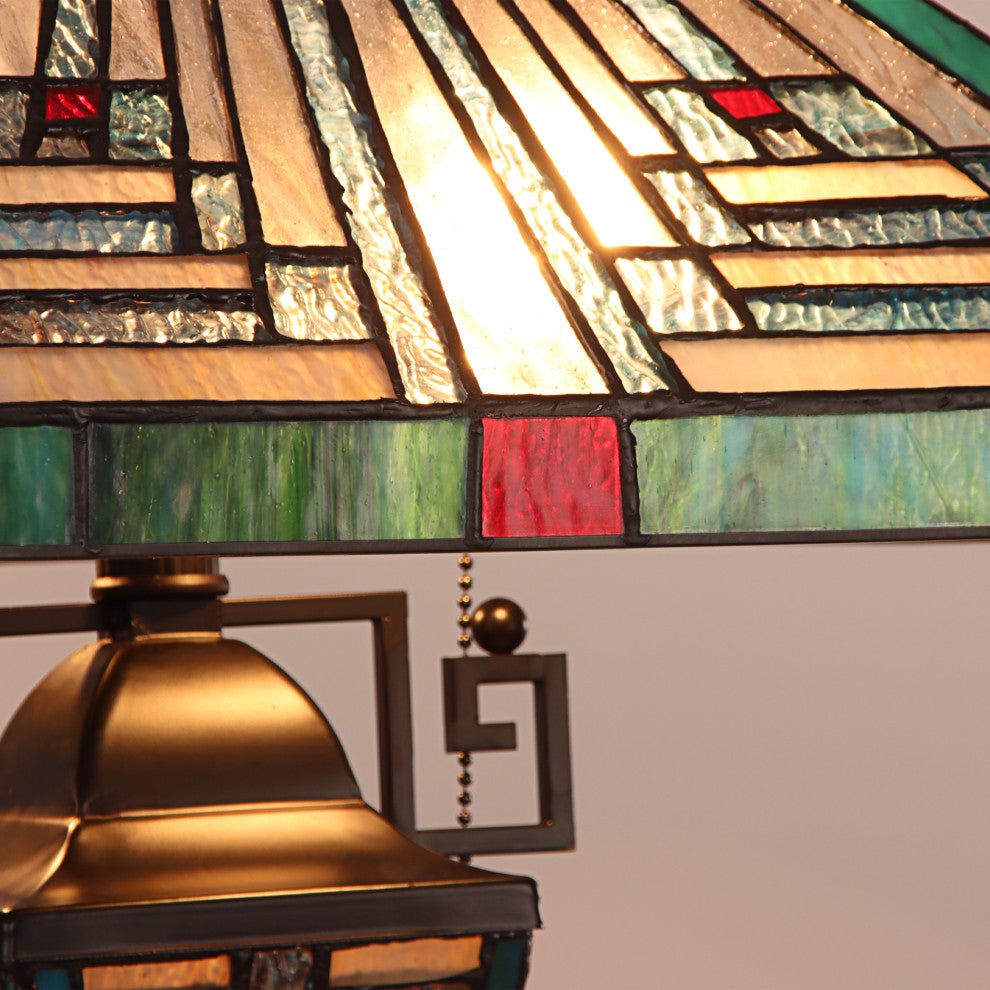 Innes Mission-Style 3 Light Double Lit Table Lamp 16" Wide
