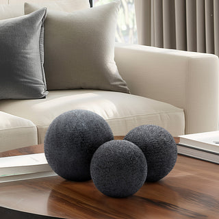 3-Piece Set Beaded Orbs, Black