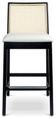 Modern Brazilian, Nardia, Cane Bar Stool, Ebano/Natural/Alabaster
