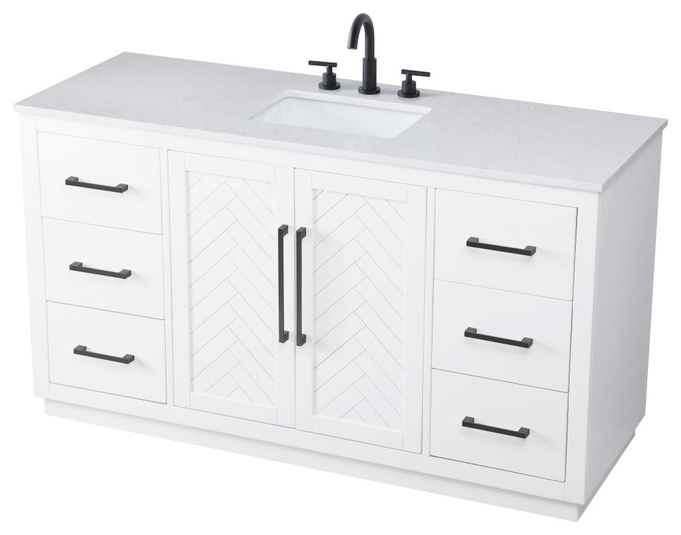 Home Living 60" Single Bathroom Vanity, White