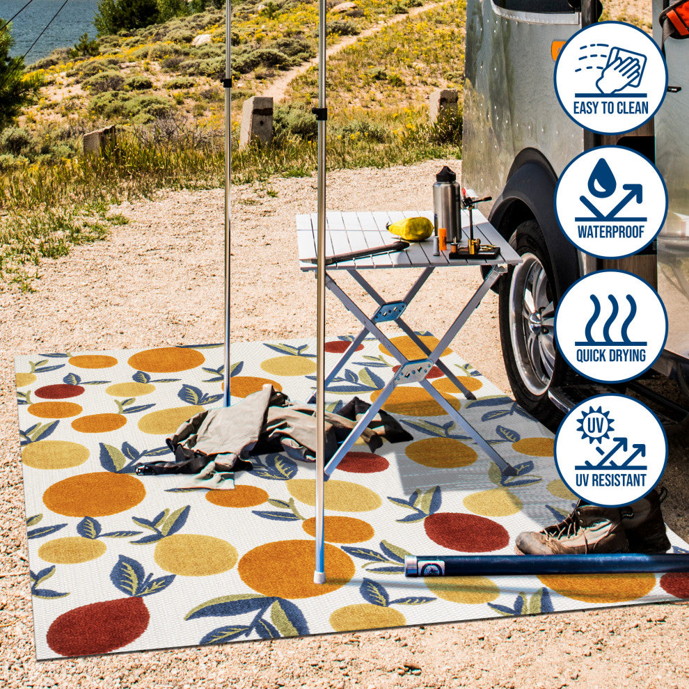 Limone Bold Lemon High-Low Indoor/Outdoor Area Rug, Orange/Beige/Cream, 4 X 6