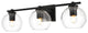 3 Light Black And Clear Bath Sconce
