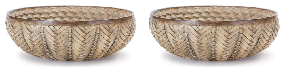 Decorative Wicker Design Bowl, Set of 2