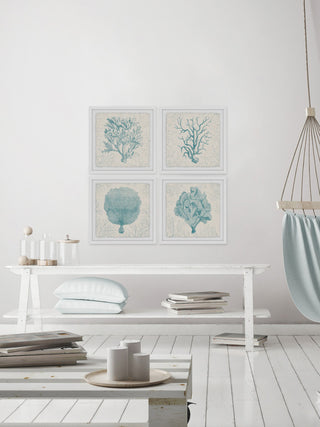 "Coral Group Quadriptych" Framed Painting Prints, 64"x64", 4-Piece Set