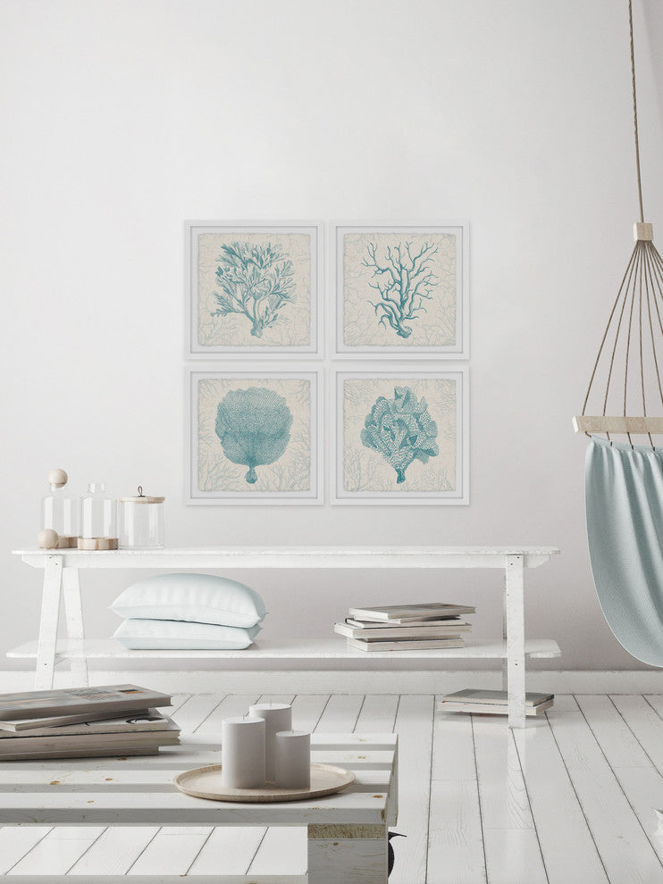 "Coral Group Quadriptych" Framed Painting Prints, 64"x64", 4-Piece Set