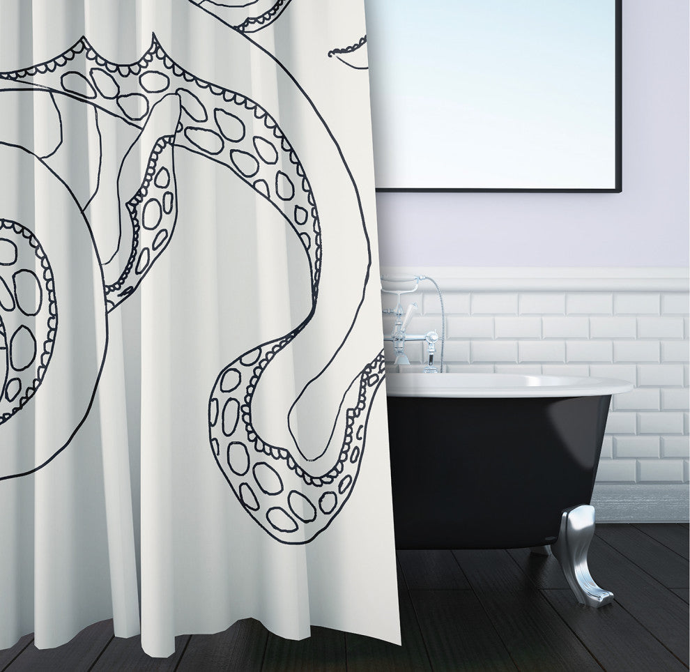 Gus White 70" w x 73" h Shower Curtain
