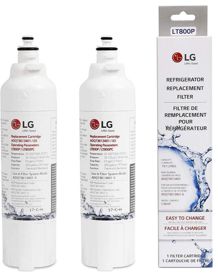 2 Pack LT800P LG ADQ73613401 Kenmore 46-9490 Refrigerator Water Filter