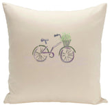 Polyester Decorative Pillow, Bicicleta Solo, Grey, Purple, Green, 20"x20"