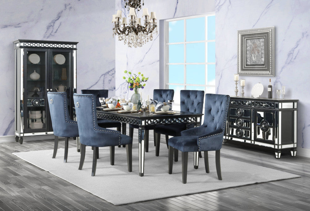 Varian II Side Chair, Black Velvet and Black Finish