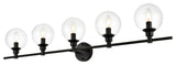 5 Light Black And Clear Bath Sconce