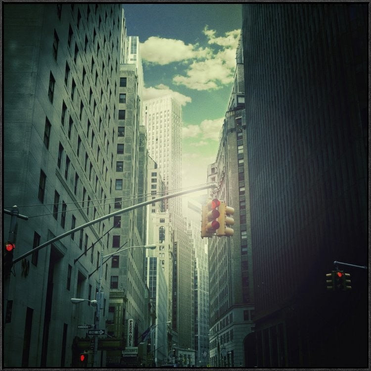 "Downtown" Framed Canvas Giclee by Ambra, 41x41"