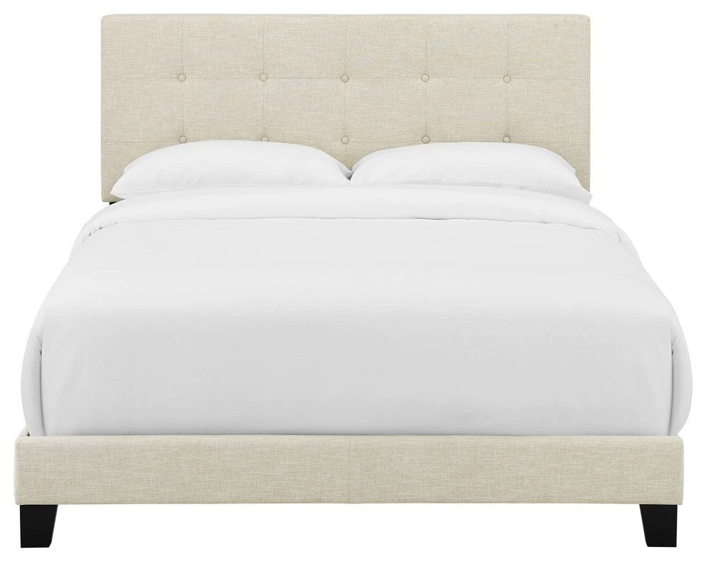 Beige Amira Full Upholstered Fabric Bed