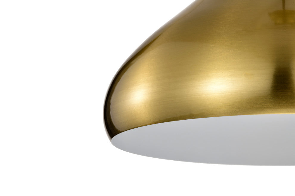 1-Light 12 in. Gold Single Pendant With Teardrop Metal Shade