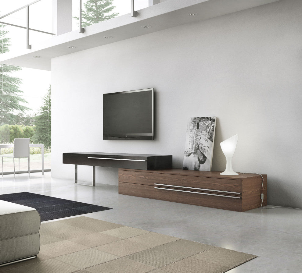 Gramercy Media Console, Walnut, Black Lacquer