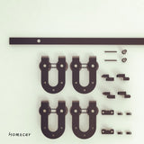 Mini Sliding Barn Door Hardware Kit, Horseshoe Design, 30", Double