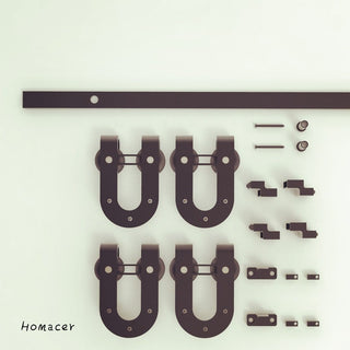 Mini Sliding Barn Door Hardware Kit, Horseshoe Design, 30", Double