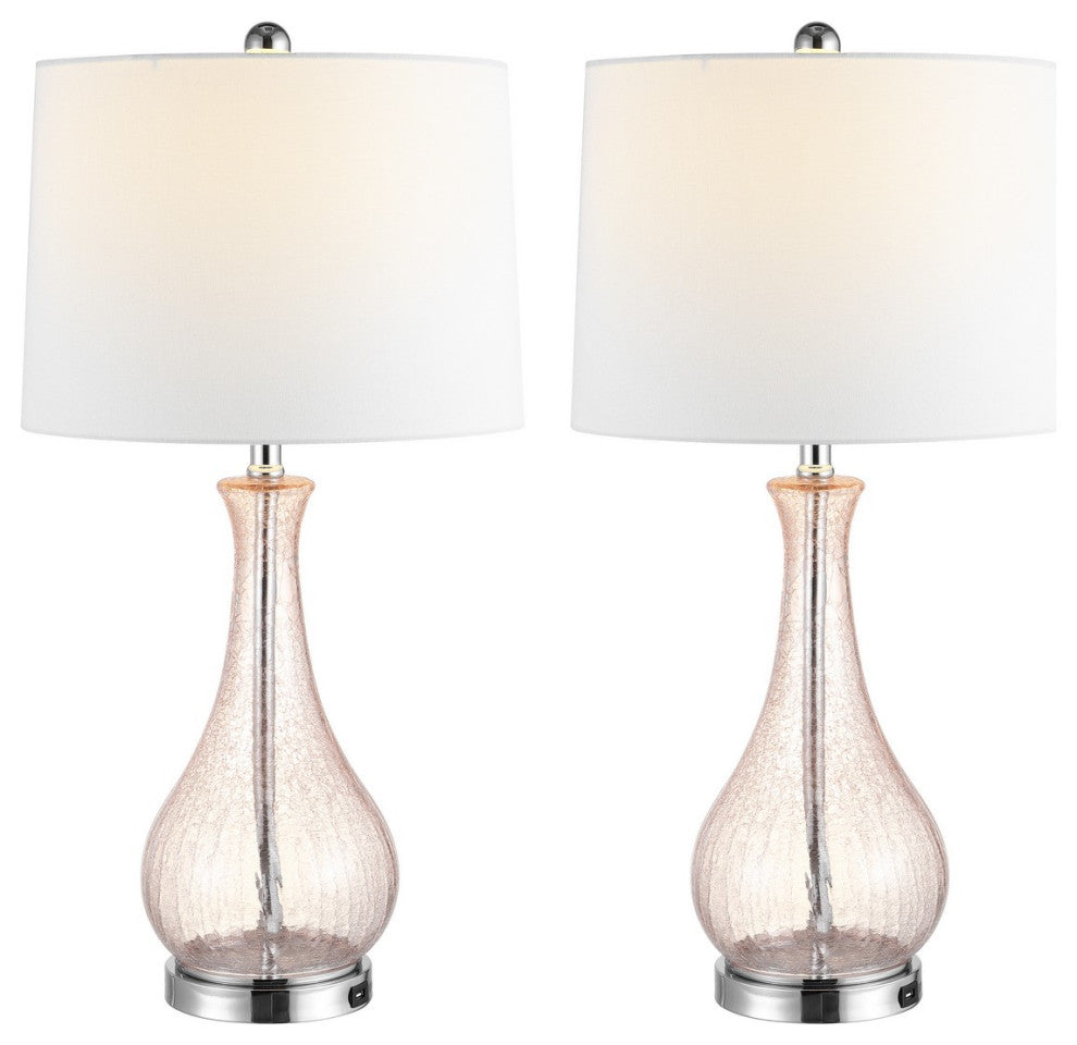 Safavieh Finnley Table Lamp With USB Port Blush