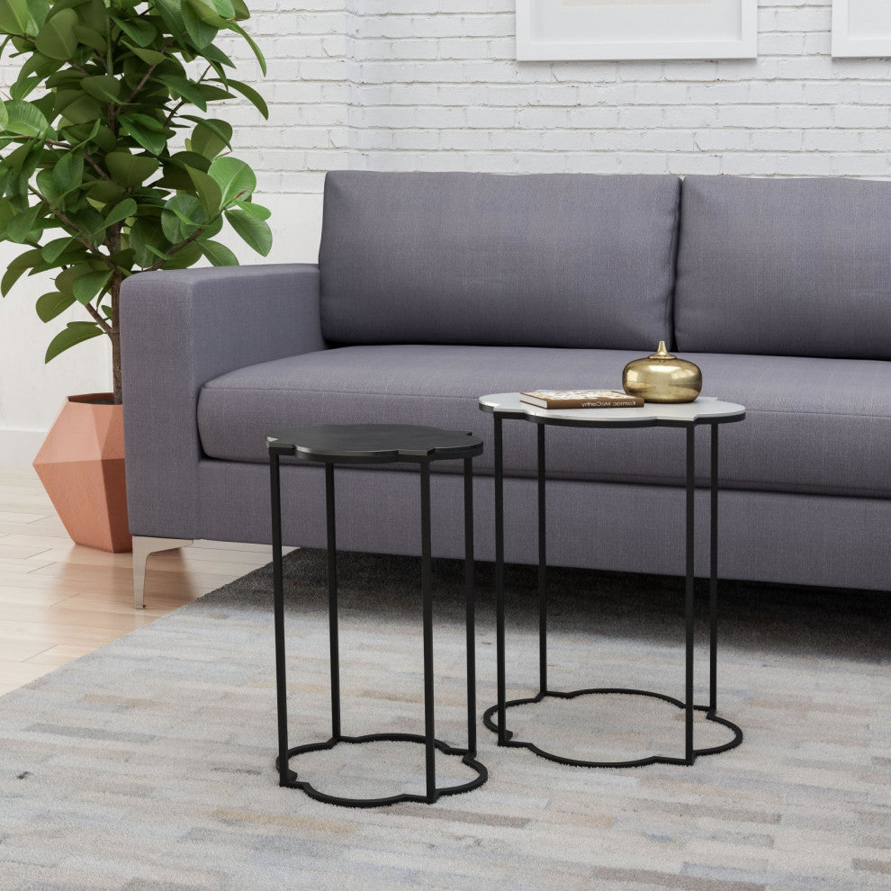 Sofa Side Table, Aluminum, Metal, Black, White, Lounge Cafe Lobby Hospitality