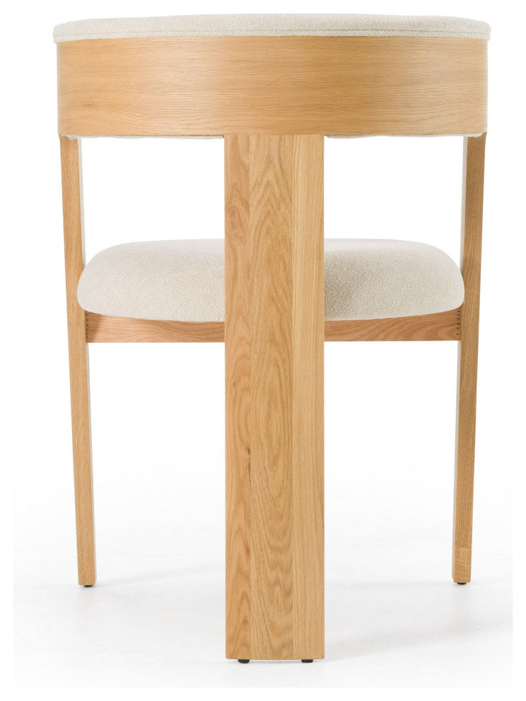 Modrest Washington Modern Beige Fabric + White Oak Dining Chair, Set of 2