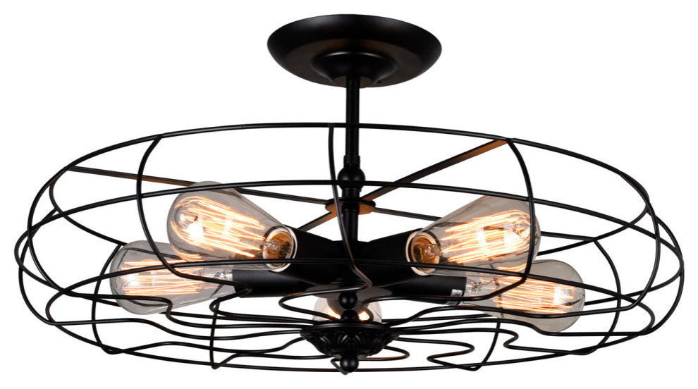 Pamela 5 Light Flush Mount With Black Finish