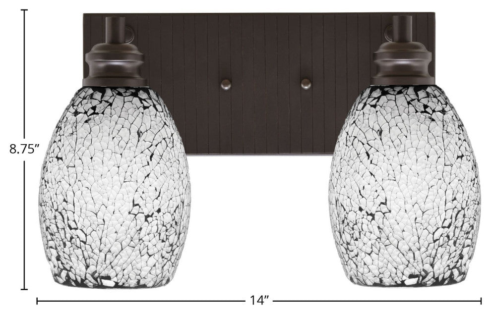 Edge 2-Light Bath Bar, Espresso Finish, 5" Black Fusion Glass