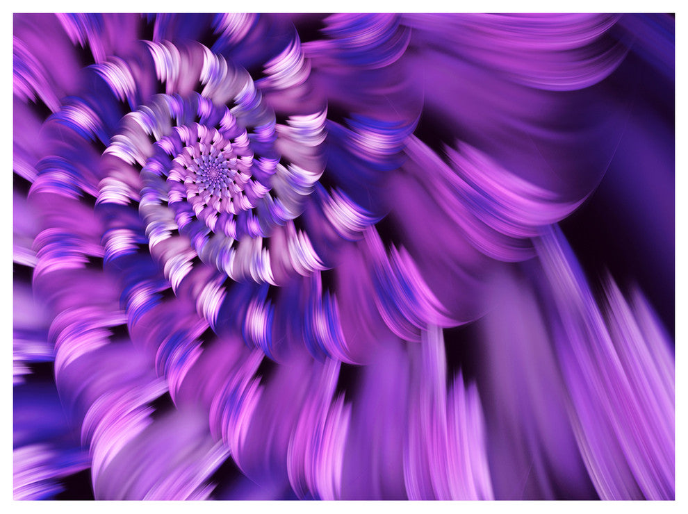 Blue Flower Shaped Fractal Art, Floral Canvas Art Print, 40"x30"