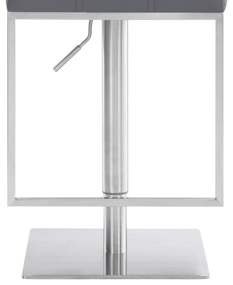 Kylee Swivel Barstool in Faux Leather, Gray