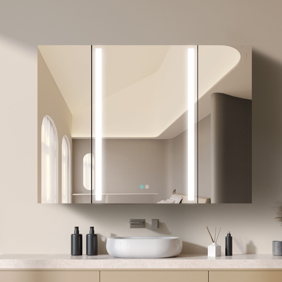 30"x39" Surface Mount Frameless LED Medicine Cabinet With Anti-Fog and Dimmable, Right Door