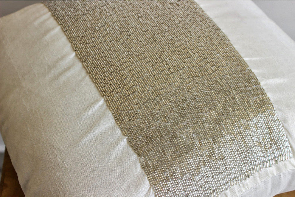 White Decorative Euro shams 26"x26" Silk, White Sparkle