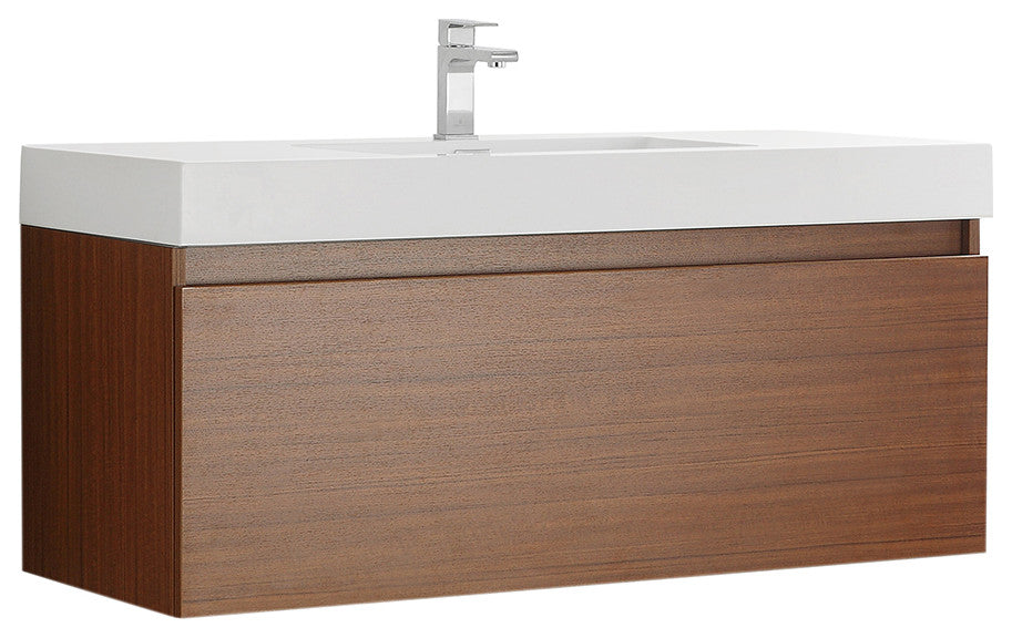 Fresca Mezzo 48" Teak Wall Hung Cabinet With Integrated Sink