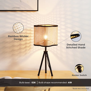 Vidalite Gal Rattan and Velvet Table Lamp