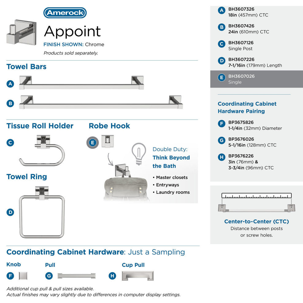 Appoint Traditional Single Robe Hook, Chrome