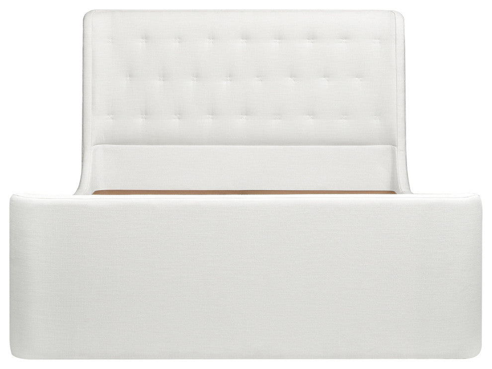 Brooks Contemporary Tufted Shelter Platform Bed, Antique White Polyester, Queen