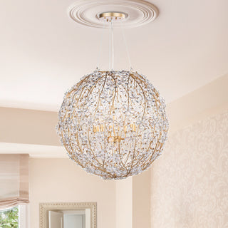 Modern Luxury Floral Globe Sphere Crystal Chandelier, 8-Light