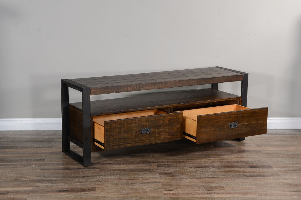 64" TV Stand Media Console Modern Rustic Industrial Cabinet