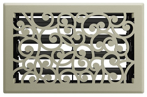 Wonderland Floor Register, Satin Nickel, 6x10
