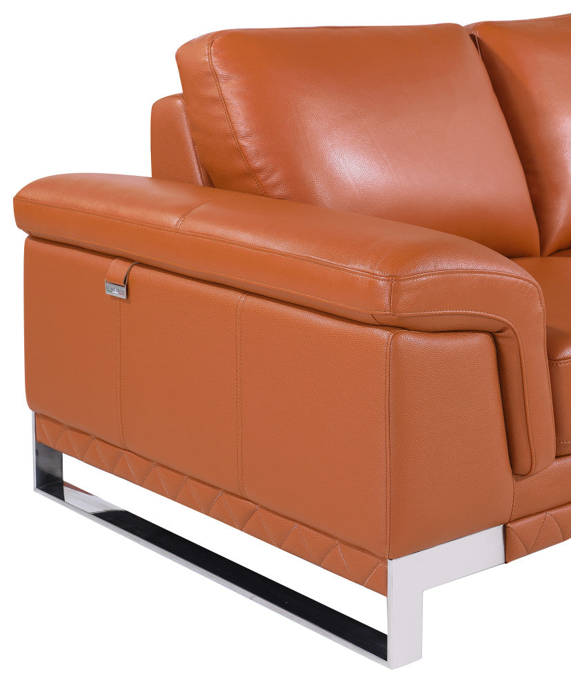 Naples Contemporary Genuine Italian Leather Sofa Camel
