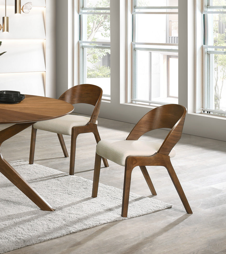 Woodson Linen-Like Polyester Dining Chair (Set of 2), Beige