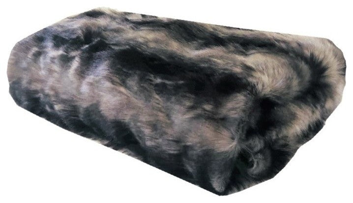 Plutus Brandy Grey Faux Fox Luxury Throw