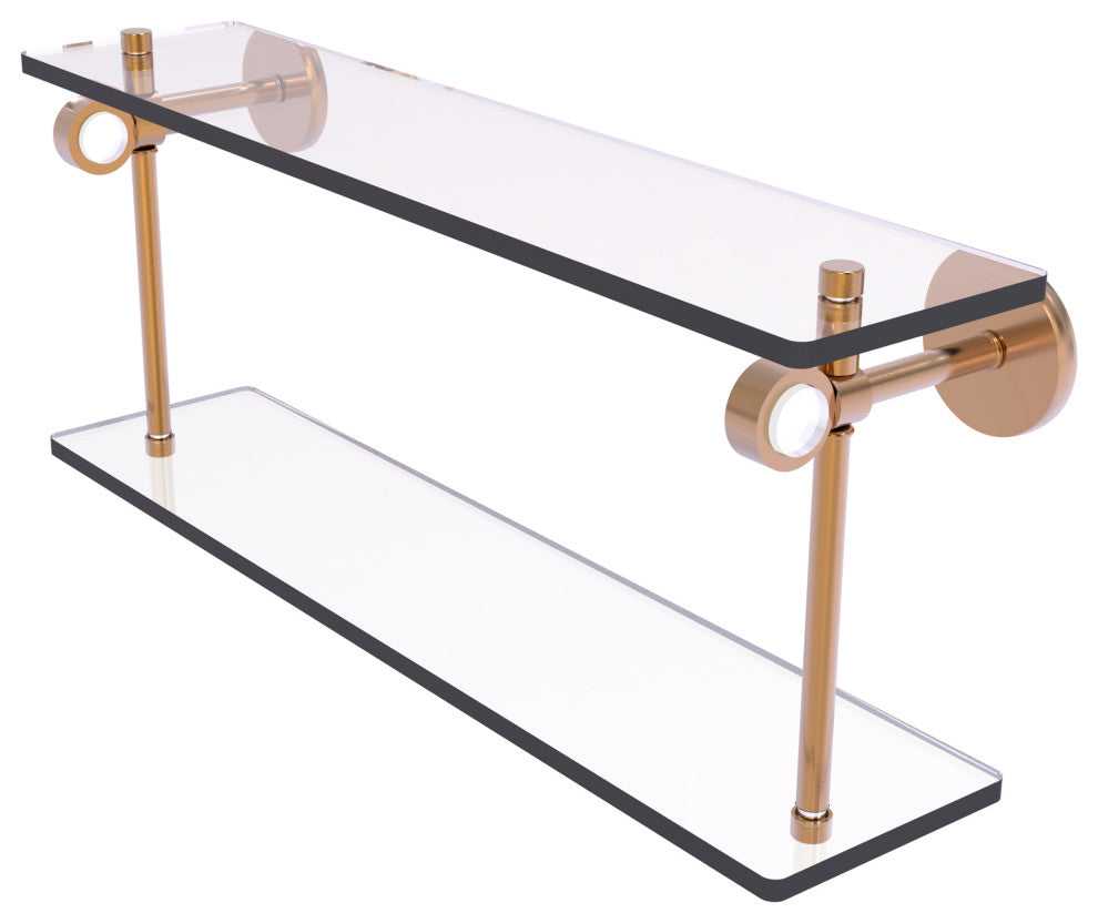 Clearview 22" Two Tiered Glass Shelf, Brushed Bronze