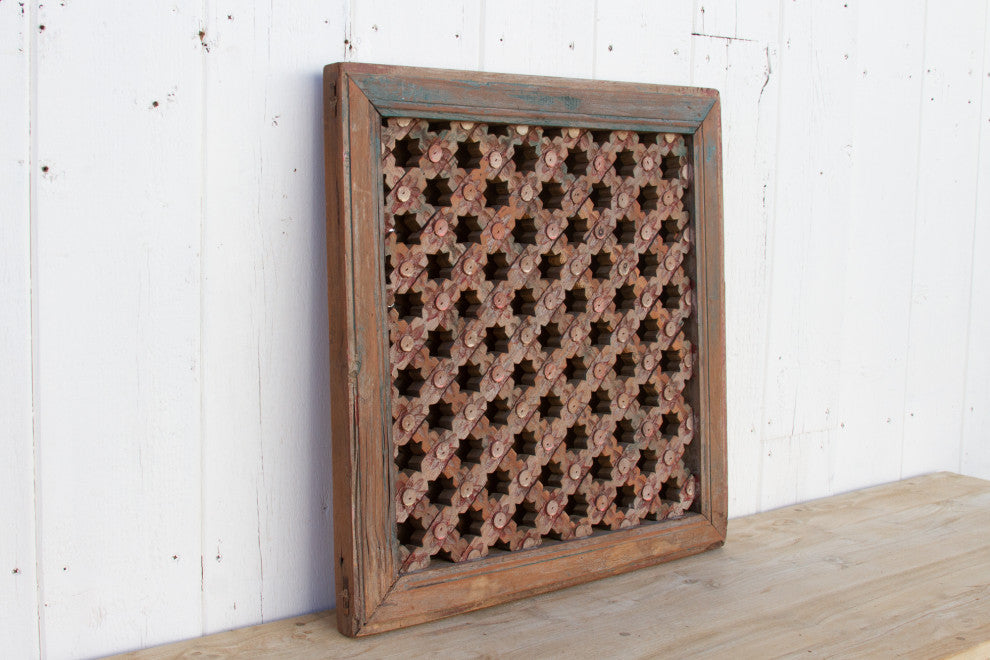 Antique Carved Lattice Mirror
