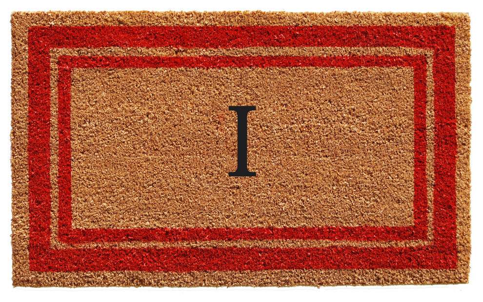 Red Border 24"x36" Monogram Doormat, Letter I