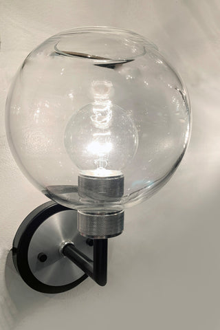Maxim 21611 Vessel 12" Tall Wall Sconce - Black / Brushed Aluminum / Clear