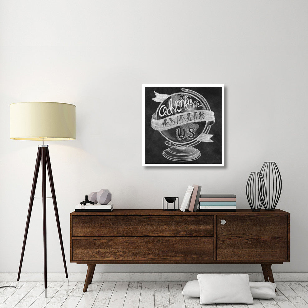 "Adventure Love Globe Chalk" Digital Paper Print by Mary Urban, 32"x32"