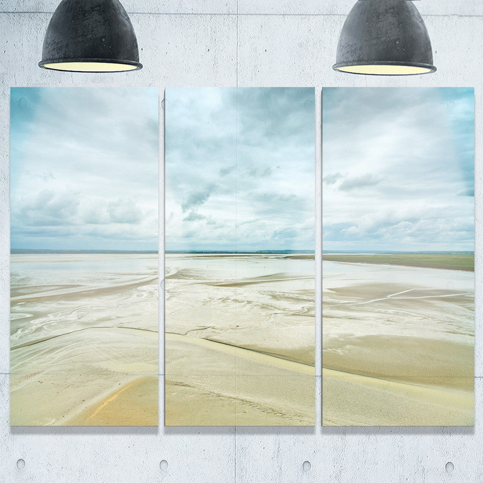 "Low Tide in Mont Saint Normandy" Metal Wall Art, 3 Panels, 36"x28"