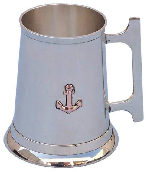 Nautical Brass Anchor Mug With Cleat Handle 5'', Nautical Barware