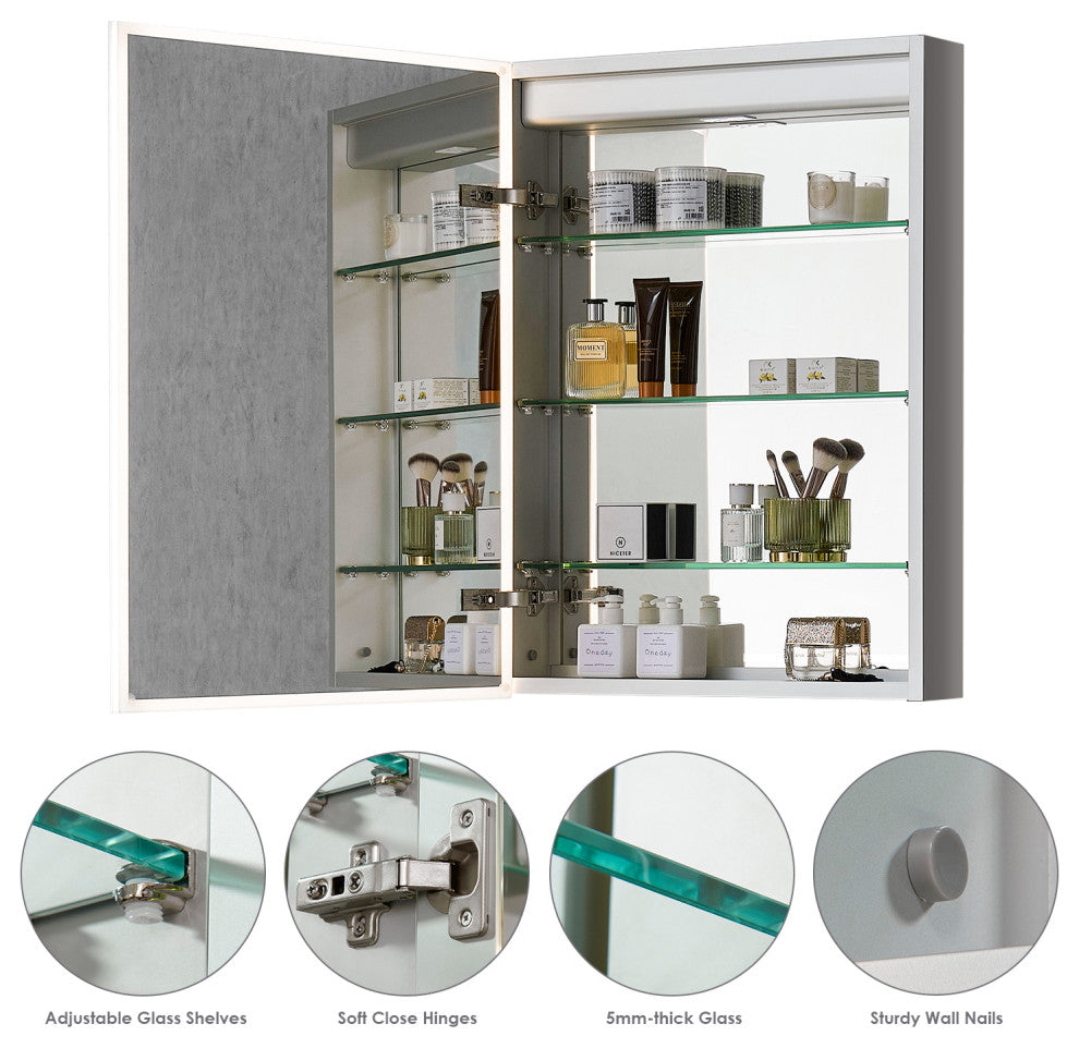 Carsoli Frameless Surface-Mount/Recessed LED Lighted Medicine Cabinet, 24"